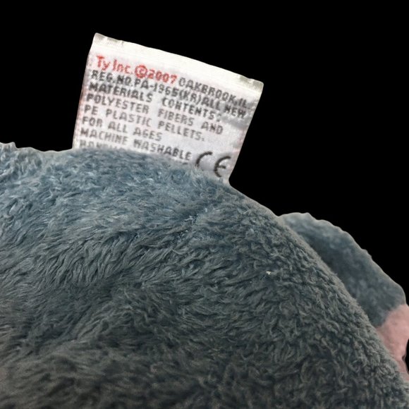 Ty Pluffies Baby Winks Elephant Gray 2007 Tylux Lovey Sewn Soft Eyes Beanie - Picture 6 of 7